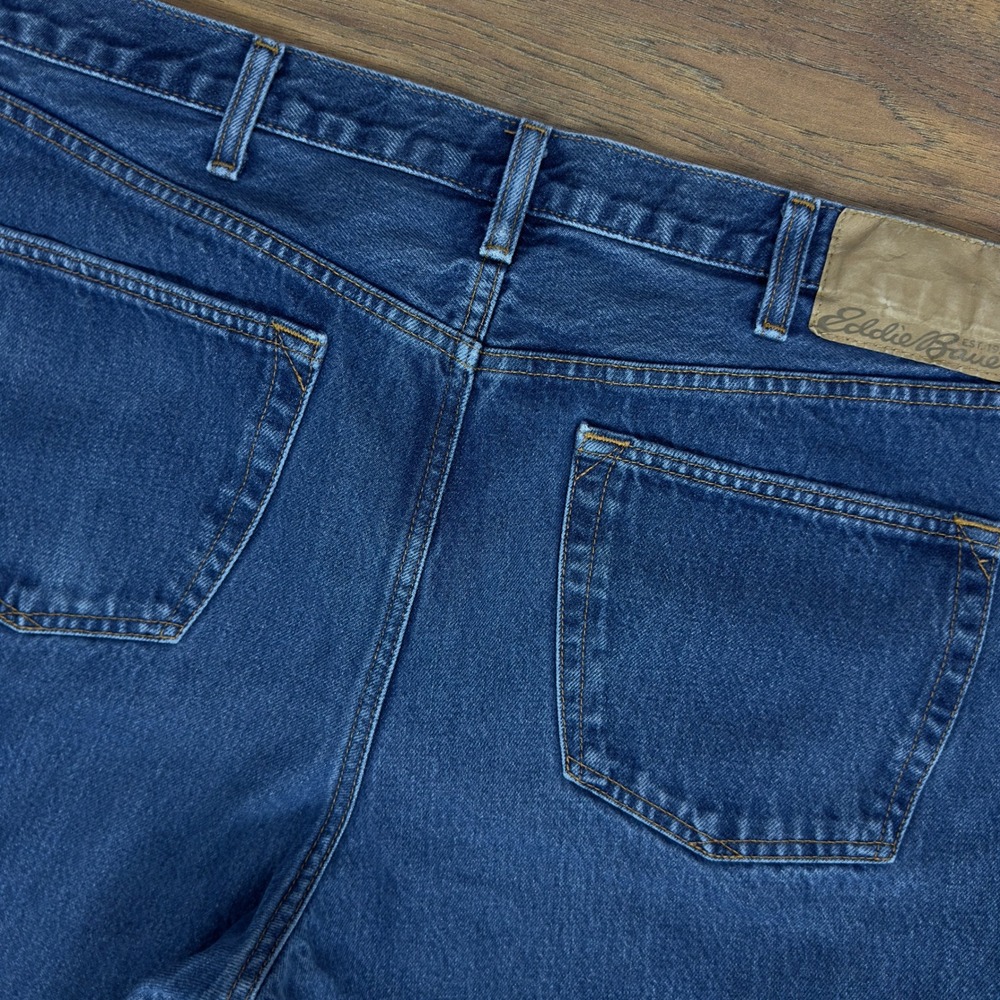Eddie Bauer Mens Straight Leg Blue Denim Jeans 38x38 Tall Medium Wash Classic